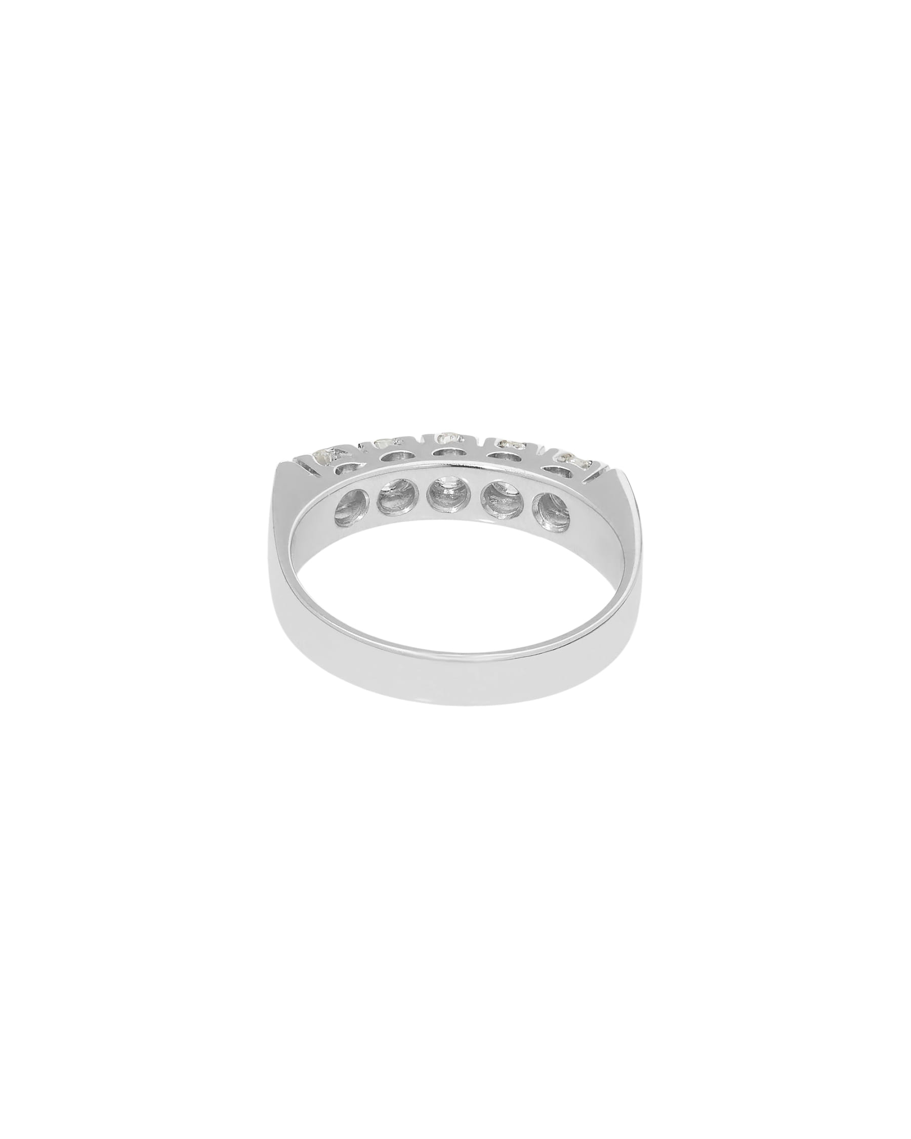Anello veretta in oro bianco con 5 diamanti-3