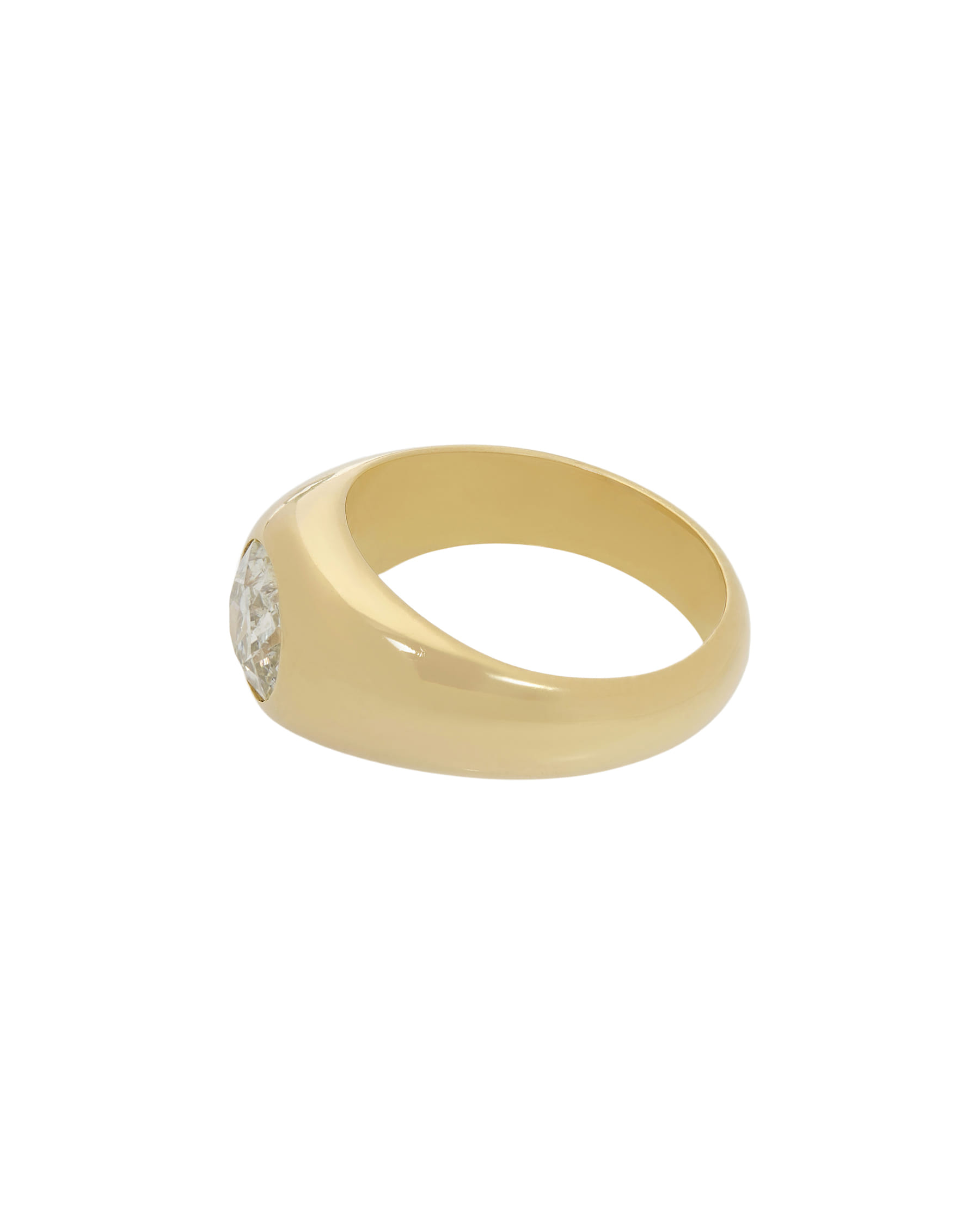 Anello sigillo in oro giallo con diamante taglio vecchio-2