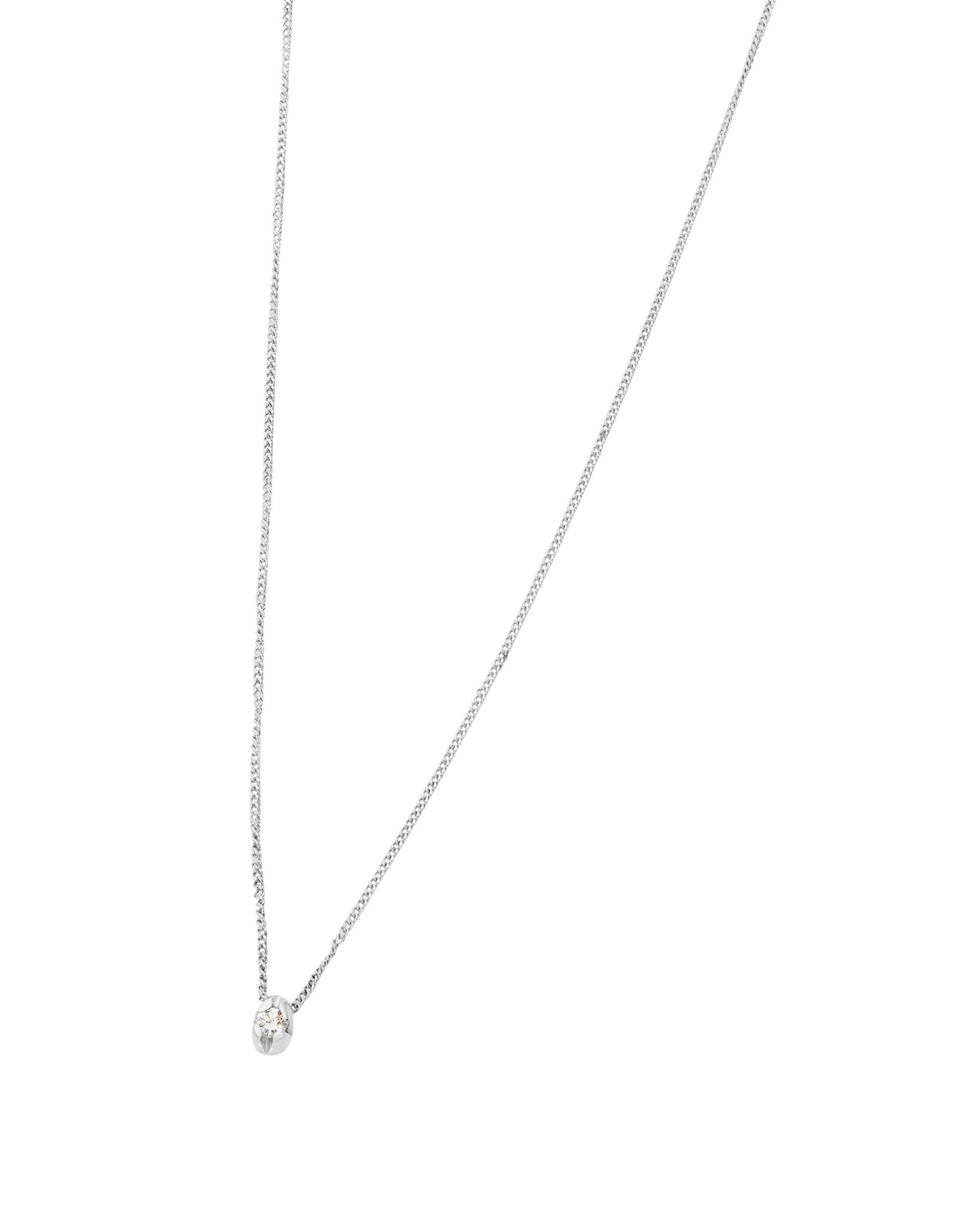 Catenina punto luce in oro bianco con castone a goccia e diamante round-1