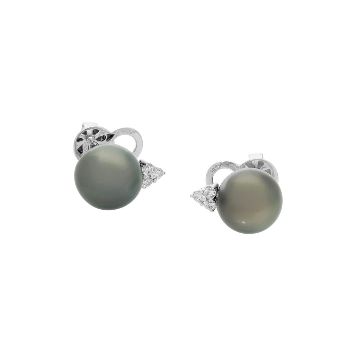Orecchini in oro bianco con diamanti e perle tahiti-1