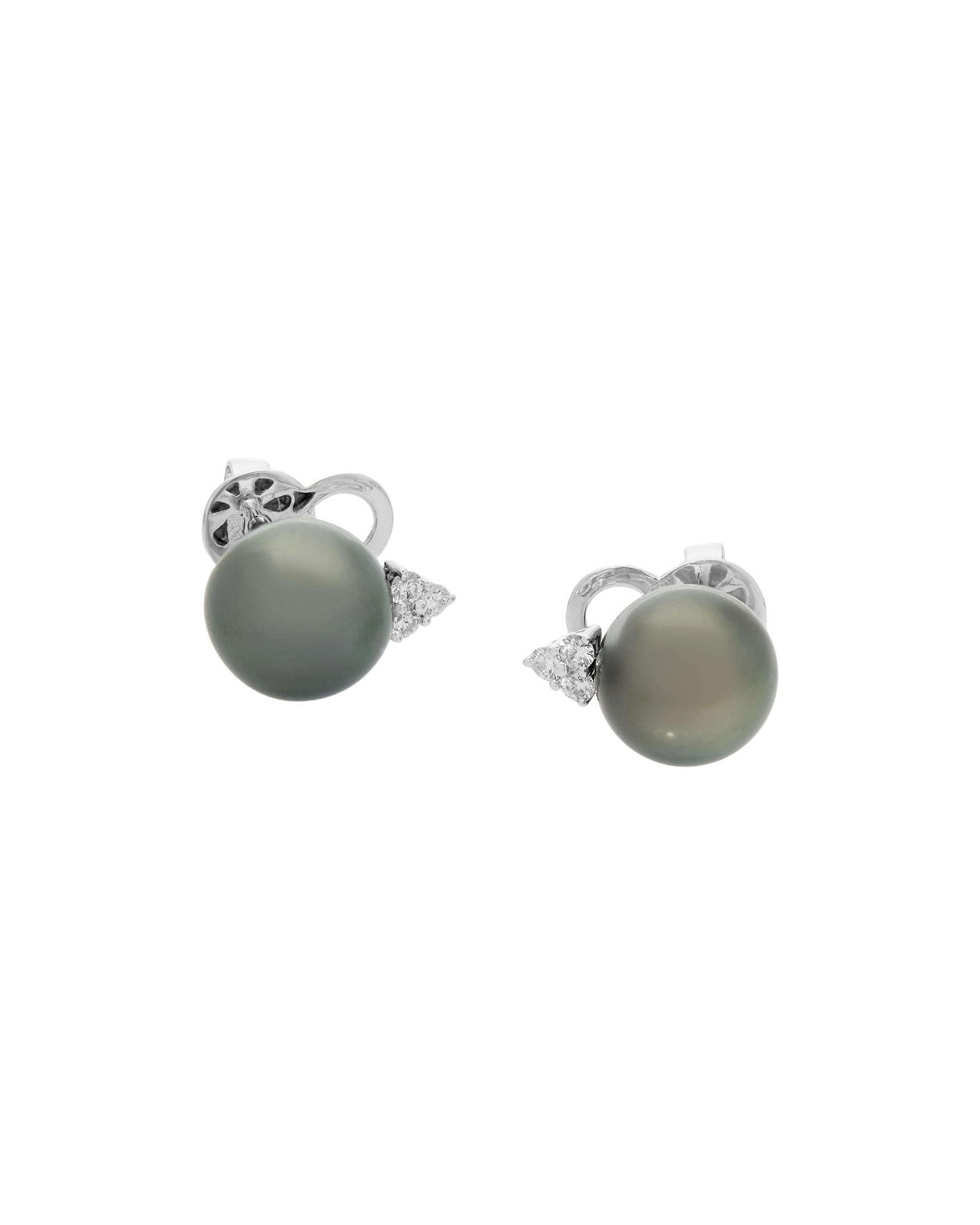 Orecchini in oro bianco con diamanti e perle tahiti-1