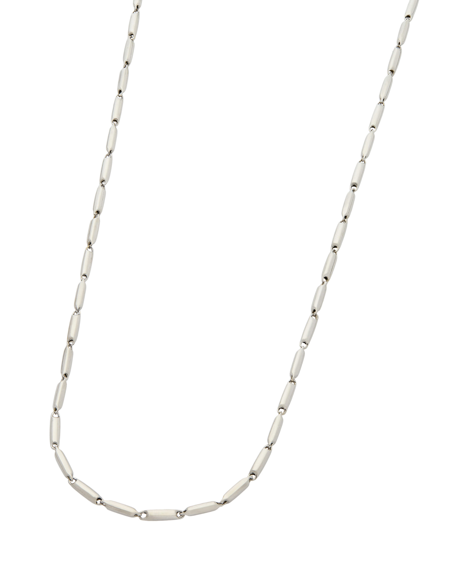 Collana in oro bianco maglia chicchi di riso-1
