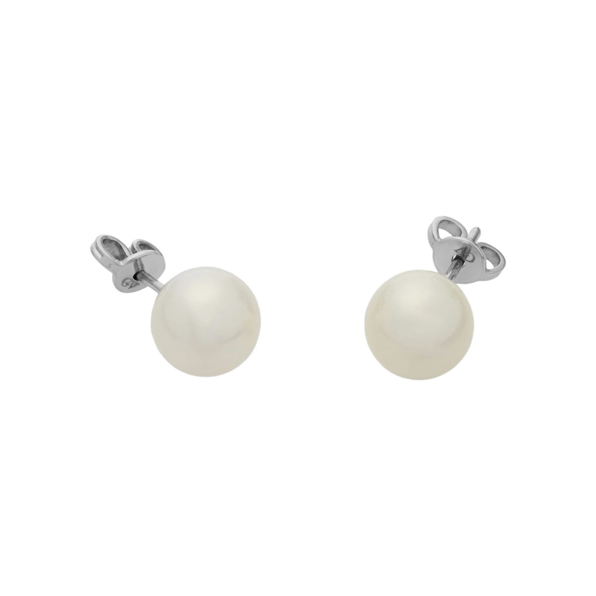 Orecchini a lobo in oro bianco con perle 9,10 mm-1
