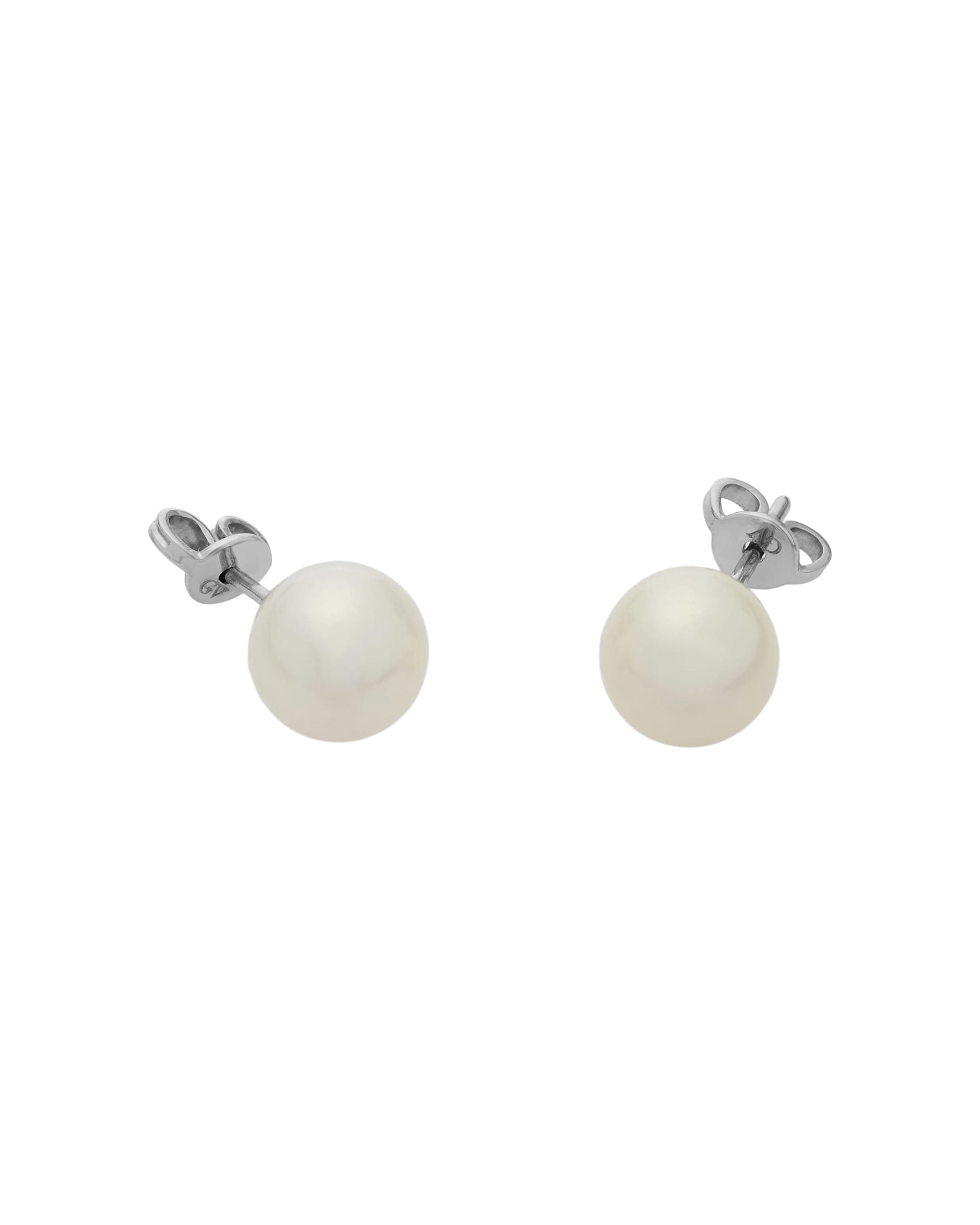 Orecchini a lobo in oro bianco con perle 9,10 mm-1