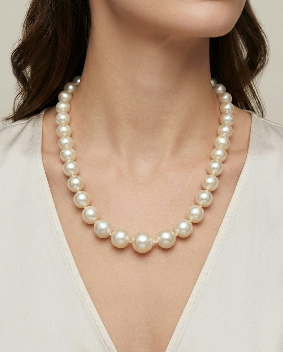 Collana di perle degradè con chiusura in oro bianco-4