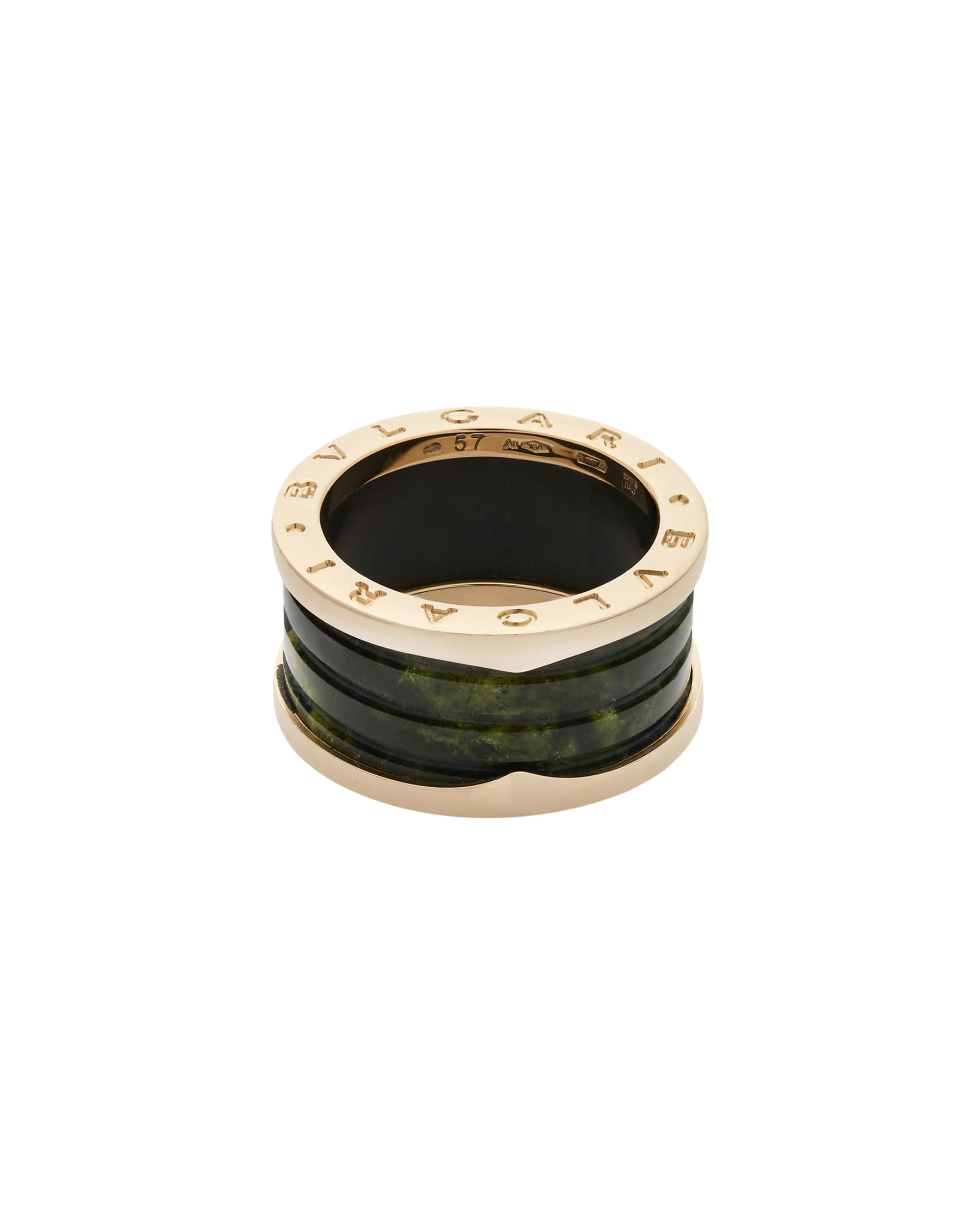 Anello bulgari b.zero1 4 fasce in oro rosa e marmo verde-1