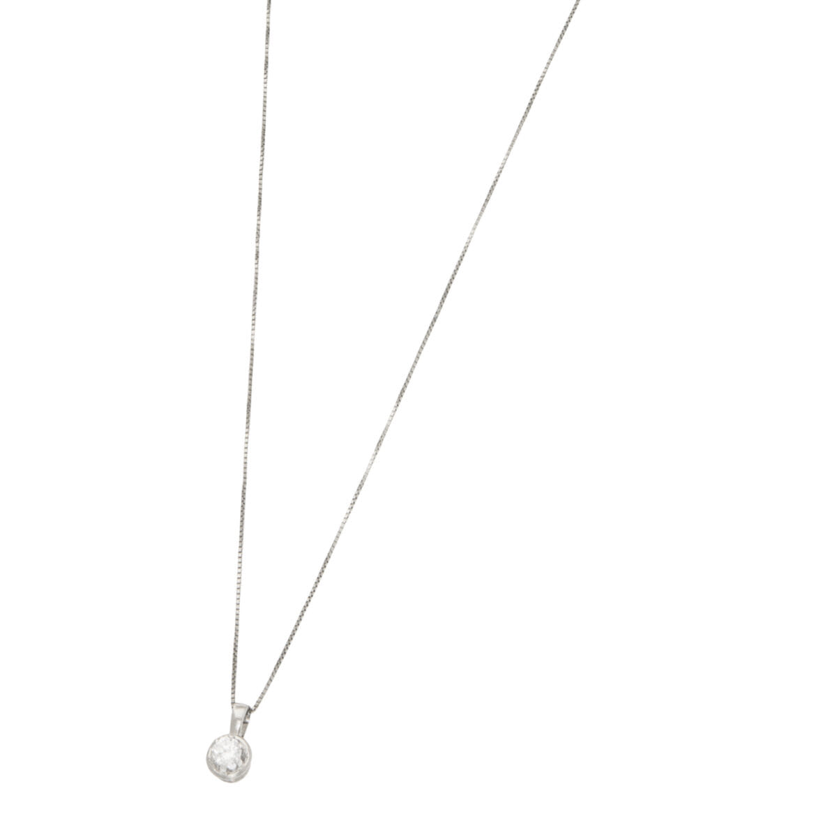 Catenina punto luce in oro bianco 18kt con diamante 0,10 ct-1