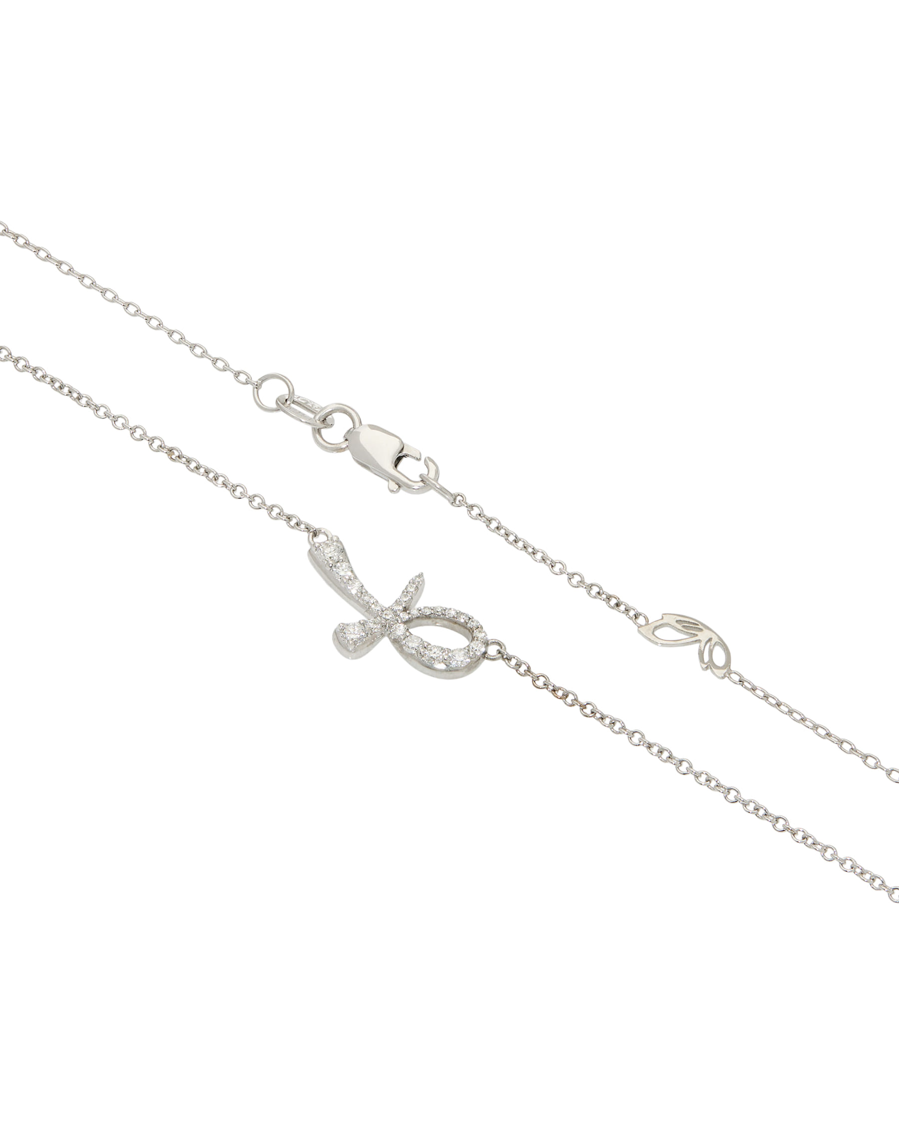 Collana in oro bianco e diamanti con ciondolo ankh-2