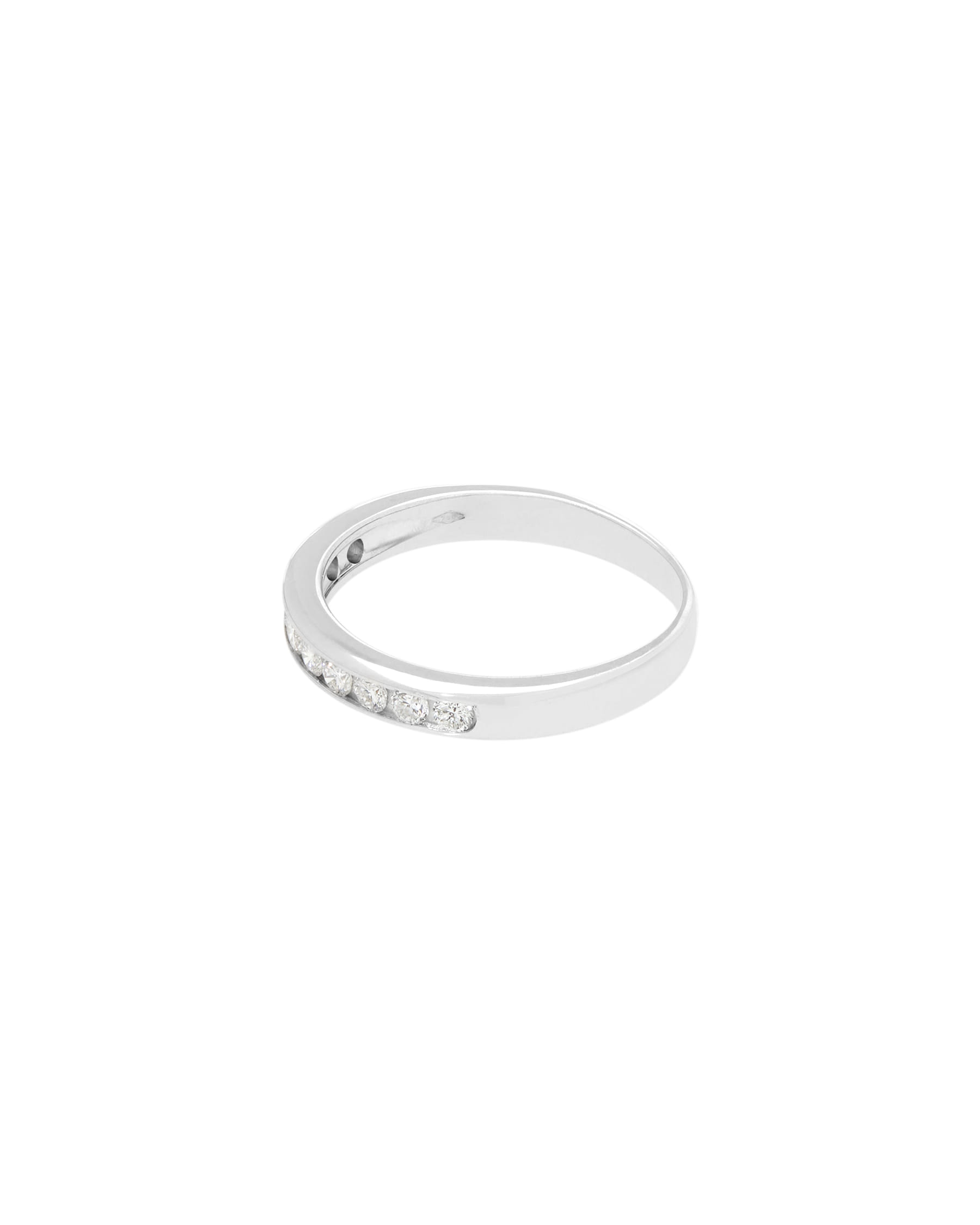 Anello veretta in oro bianco con 10 diamanti-2