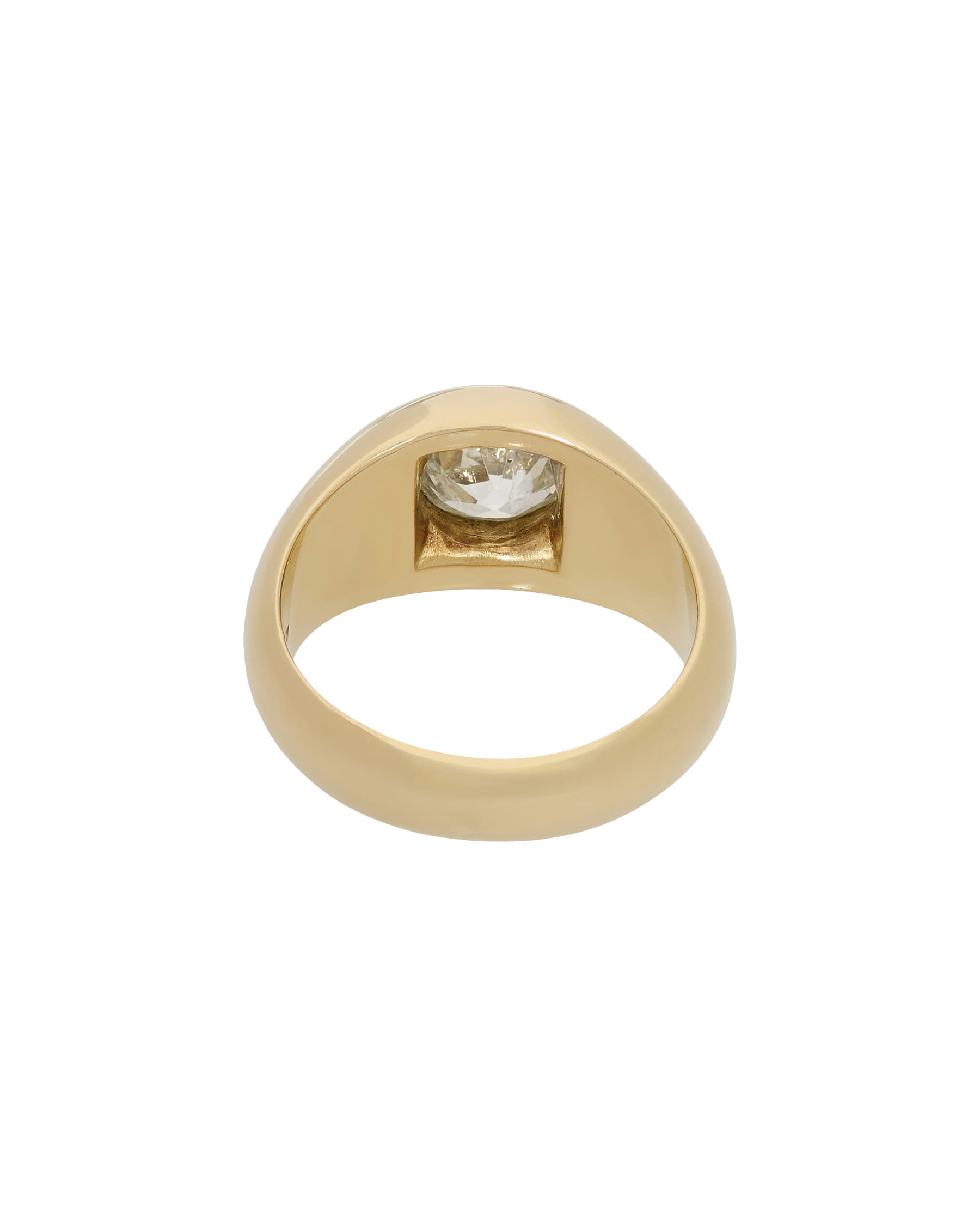 Anello sigillo in oro giallo con diamante taglio vecchio-3