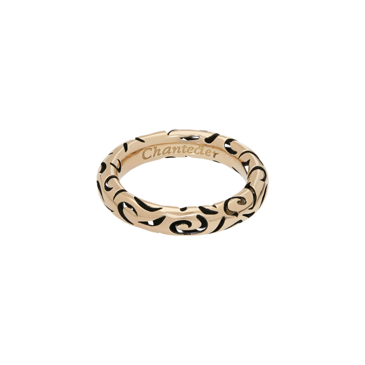 Anello chantecler in oro rosa con intagli-1