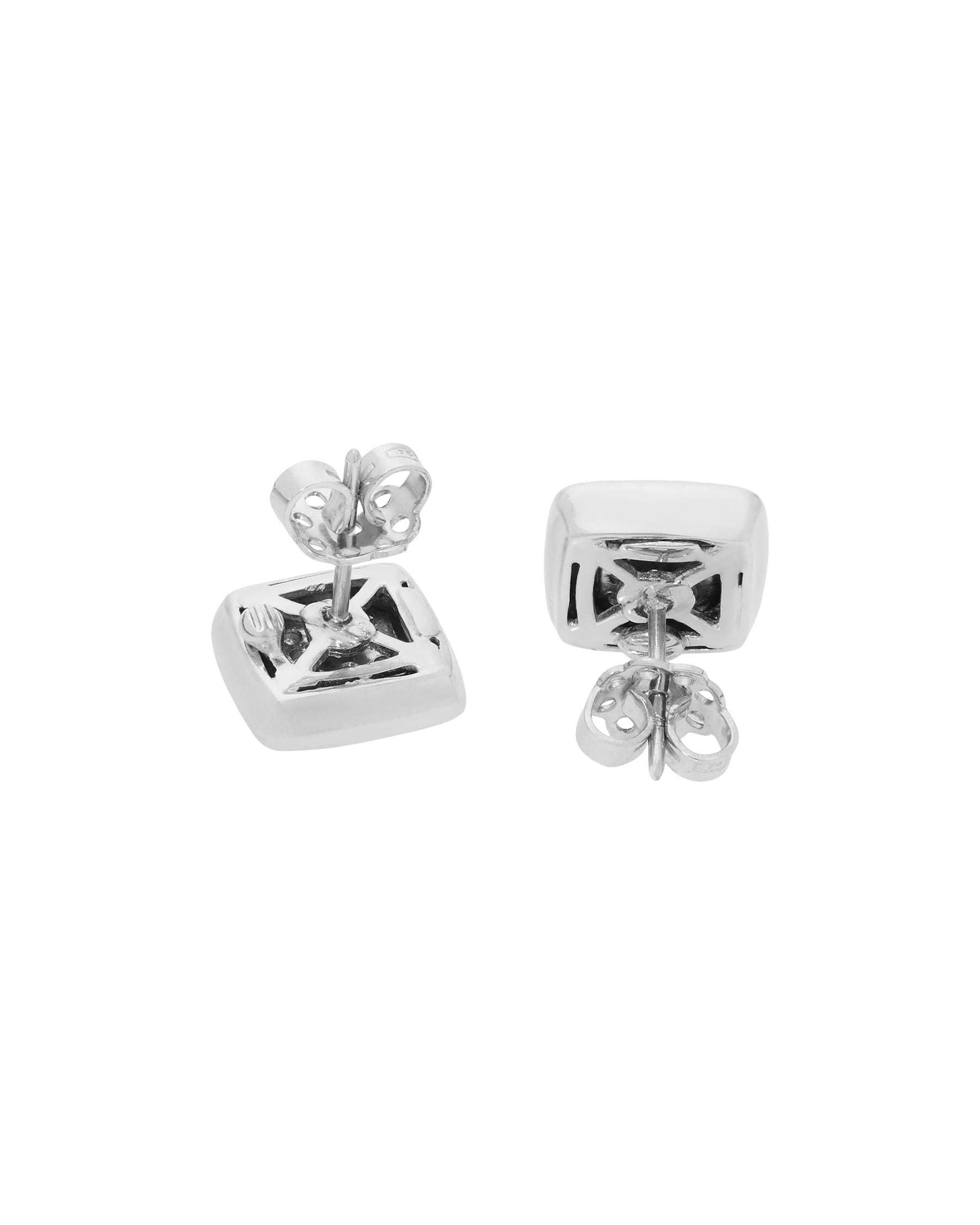 Orecchini di forma quadrata in oro bianco con pavé di diamanti-2