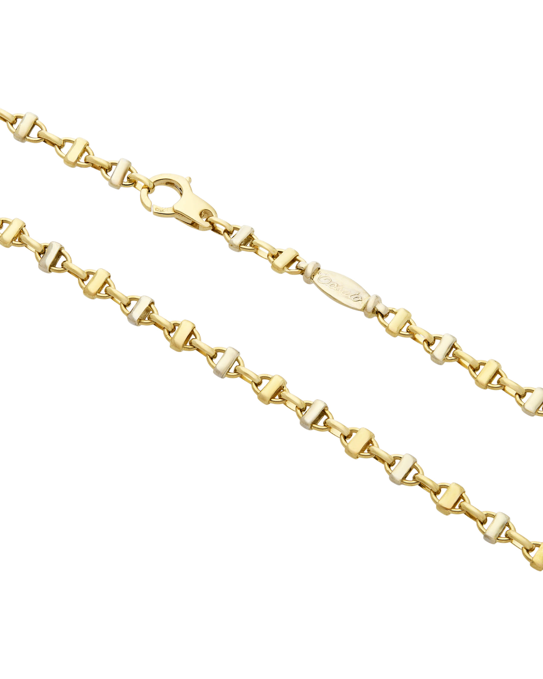 Collana casato maglia marina in oro giallo e bianco alternati-2