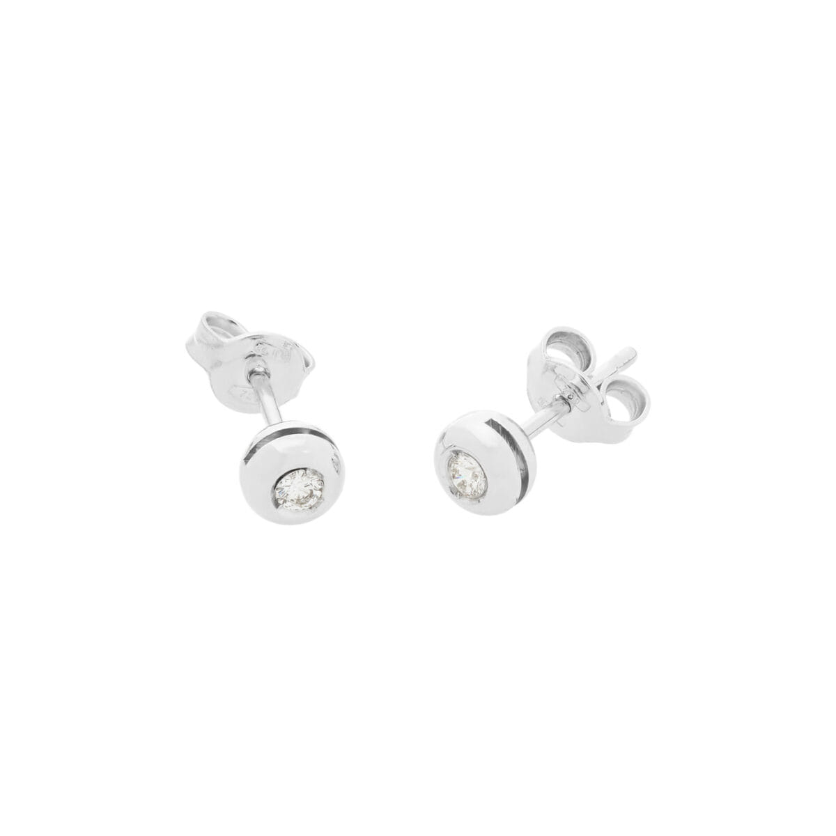 Orecchini punto luce cipollino in oro bianco con diamanti 0,16 ct-1
