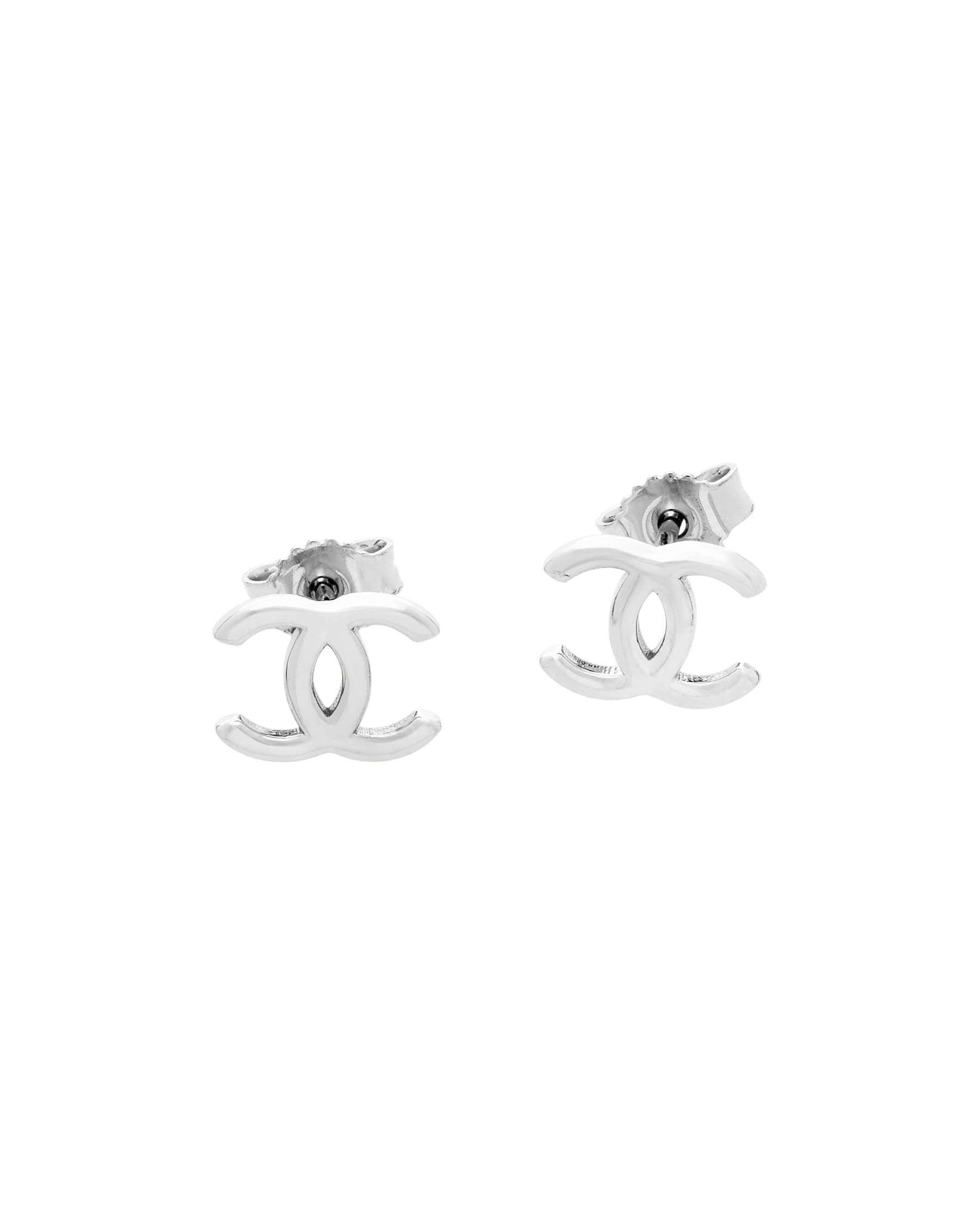 Orecchini in oro bianco 9kt stile chanel-1