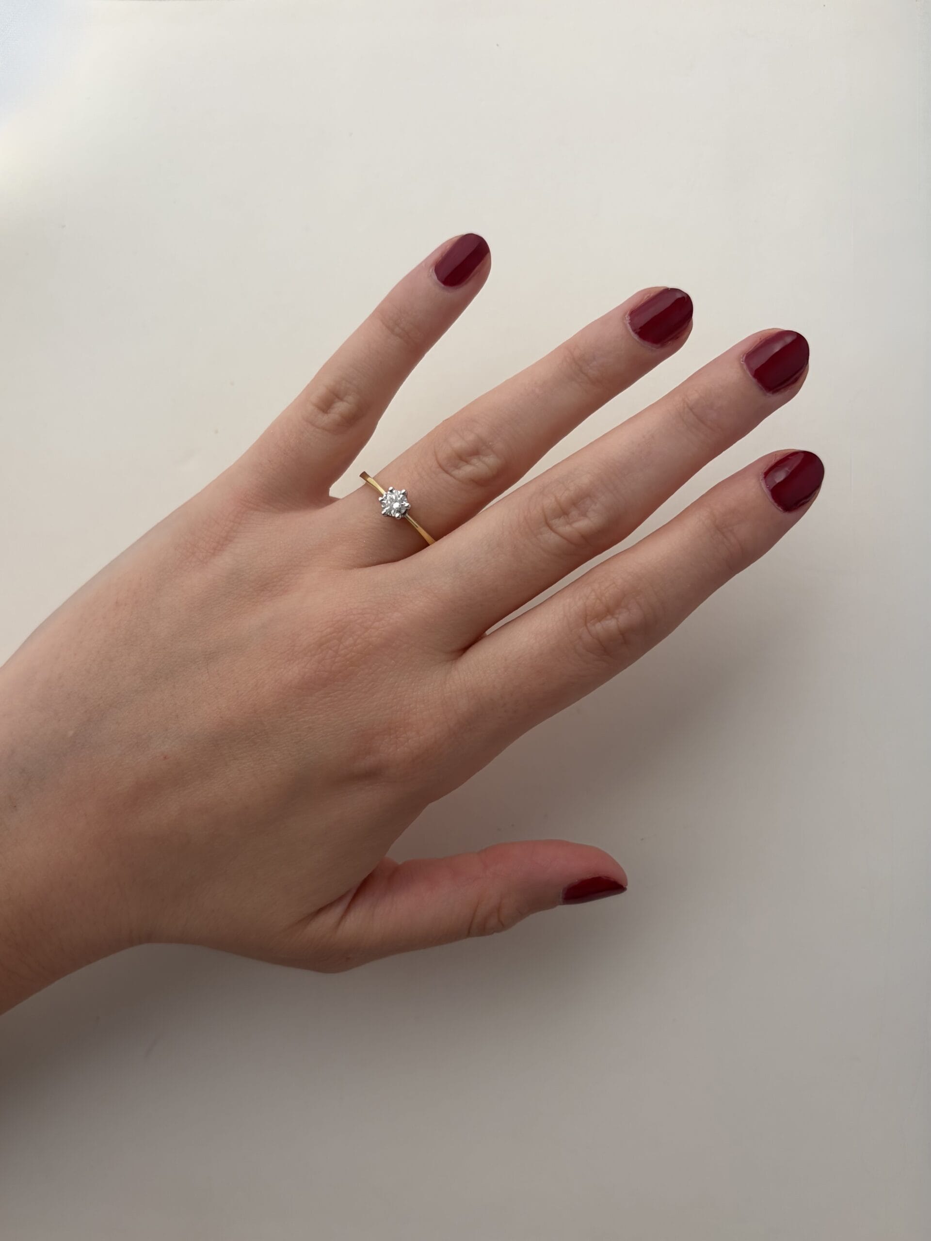 Anello solitario in oro giallo e bianco con diamante 0,34 ct-4
