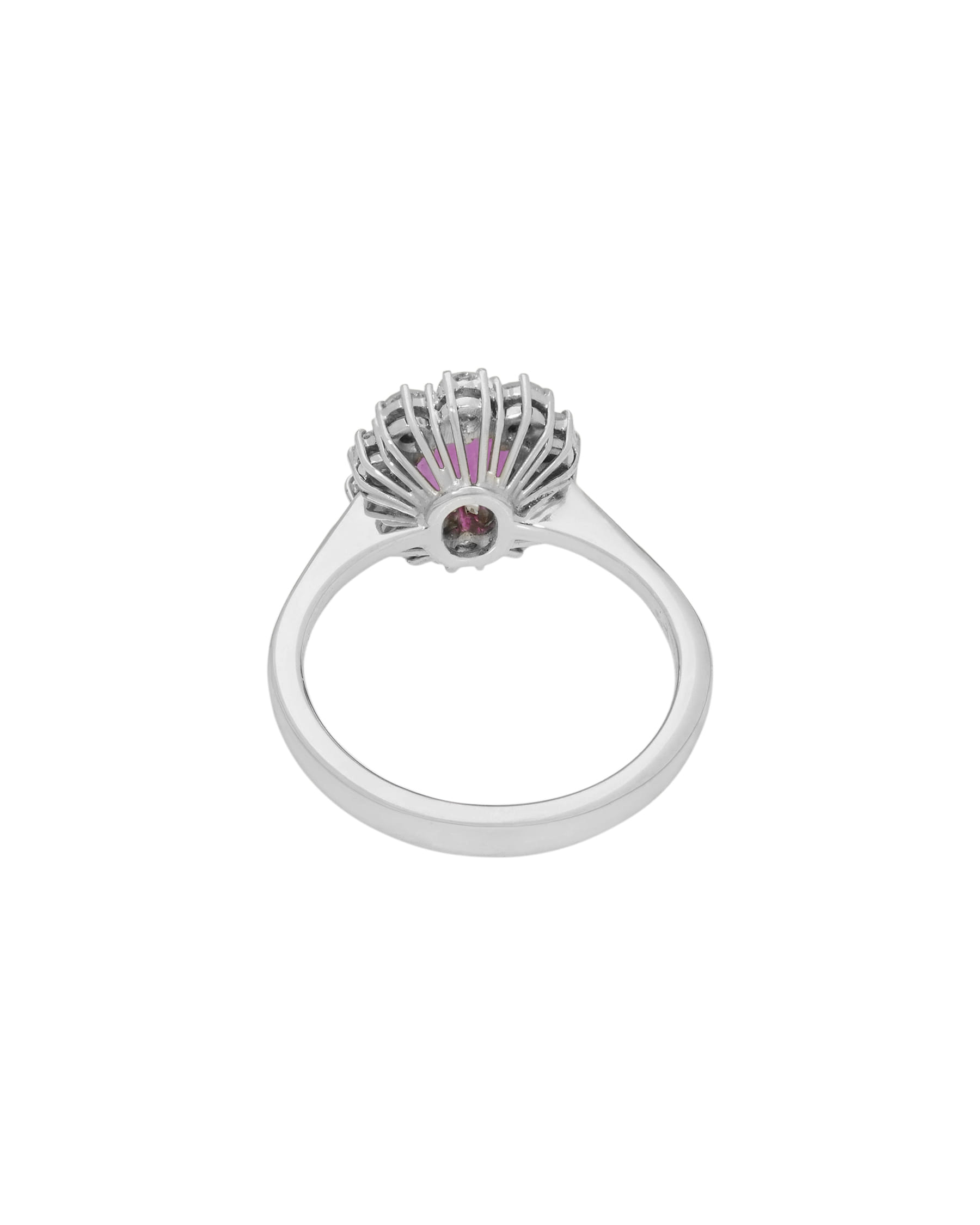 Anello fiore in oro bianco con rubino 0,40 ct e diamanti-3