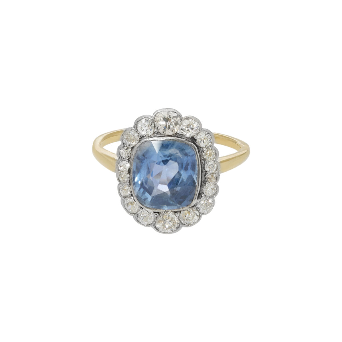 Anello in oro bianco e giallo con zaffiro e diamanti-1