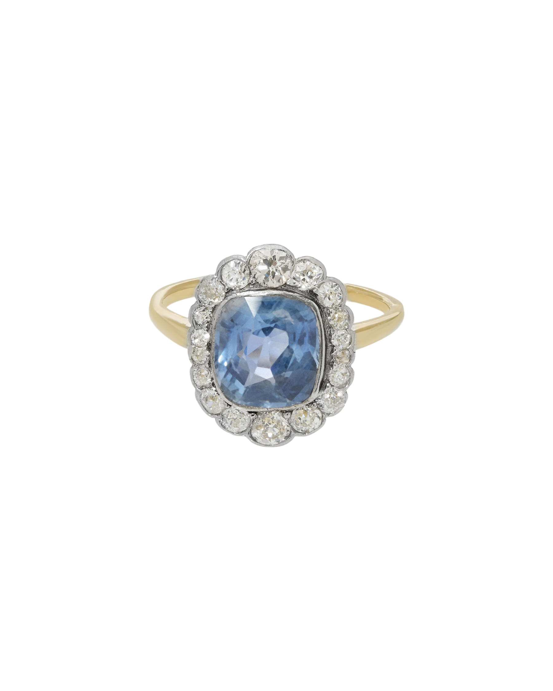 Anello in oro bianco e giallo con zaffiro e diamanti-1