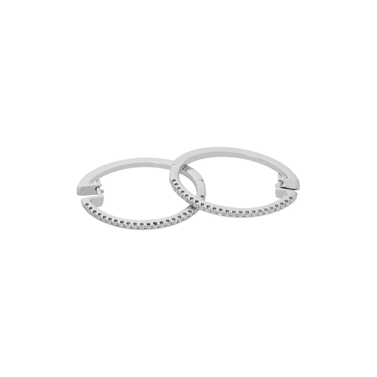 Orecchini cerchio ovale oro bianco e diamanti-1