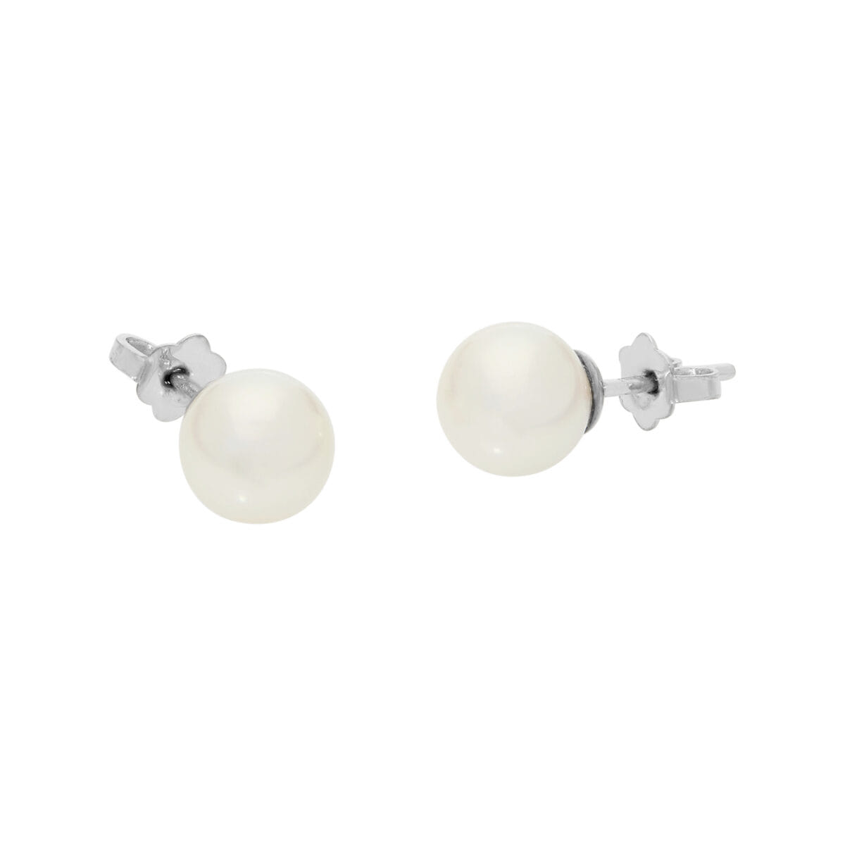 Orecchini a lobo in oro bianco con perle 9,25 mm-1