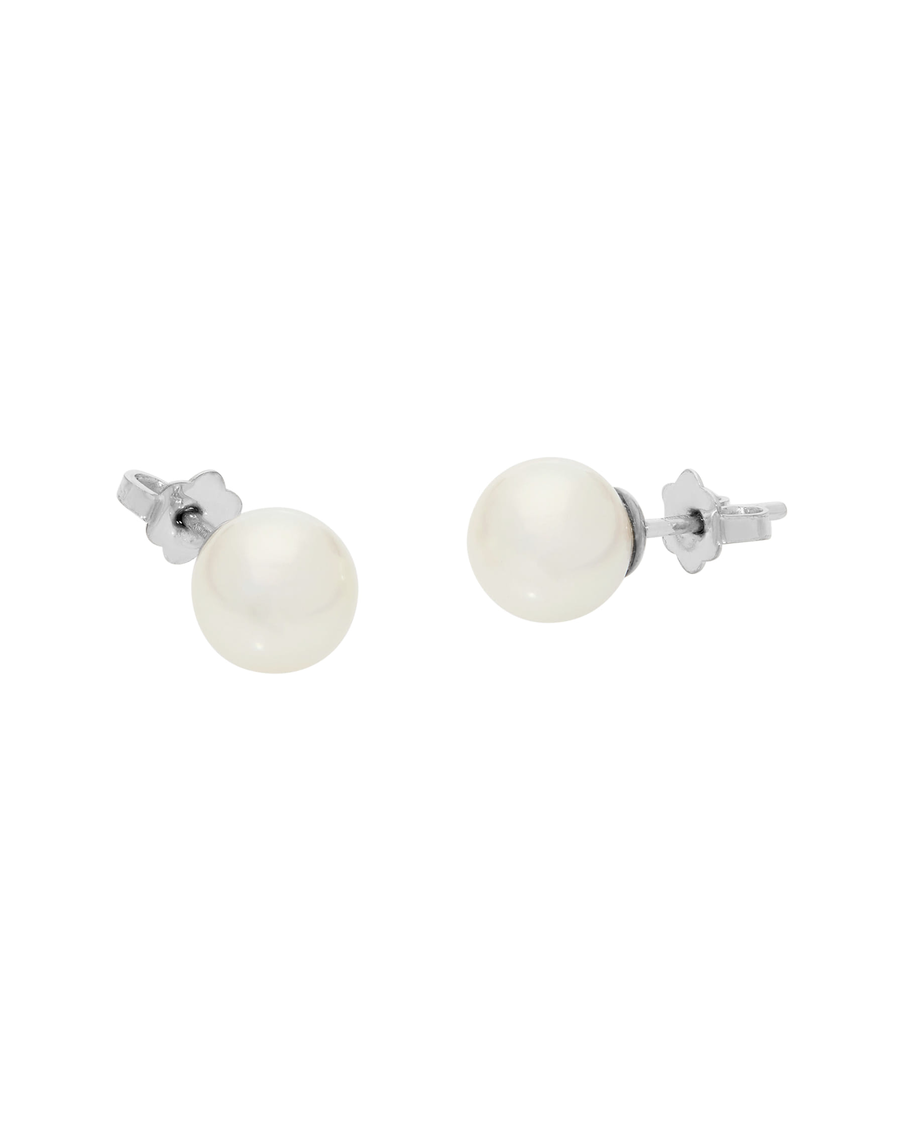 Orecchini a lobo in oro bianco con perle 9,25 mm-1
