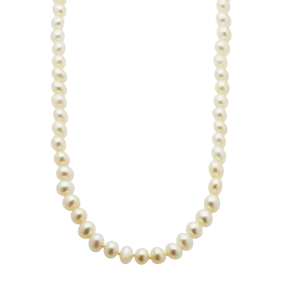 Collana di perle 6 mm con chiusura in oro bianco e diamanti-1