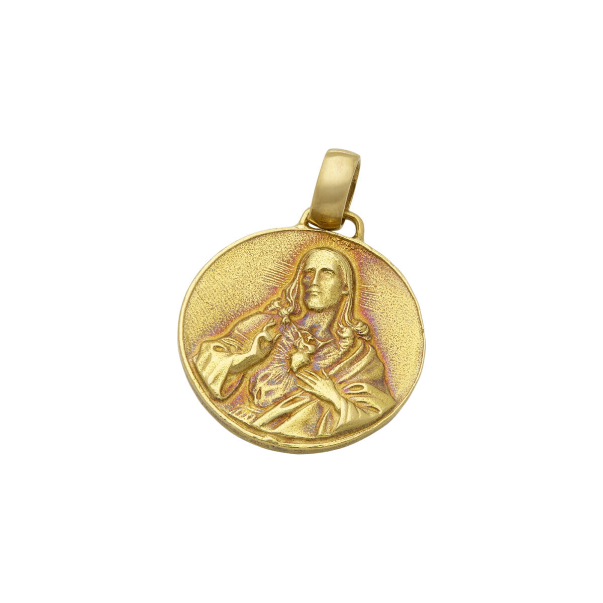 Ciondolo cazzanica in oro giallo con cristo e madonna-1