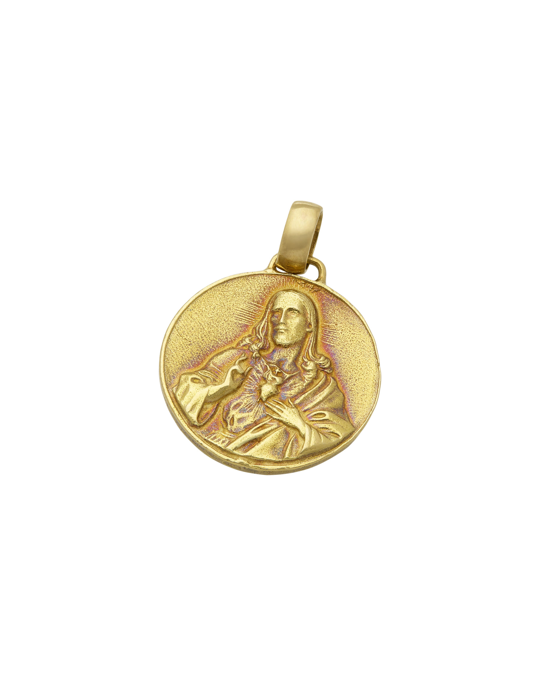 Ciondolo cazzanica in oro giallo con cristo e madonna-1