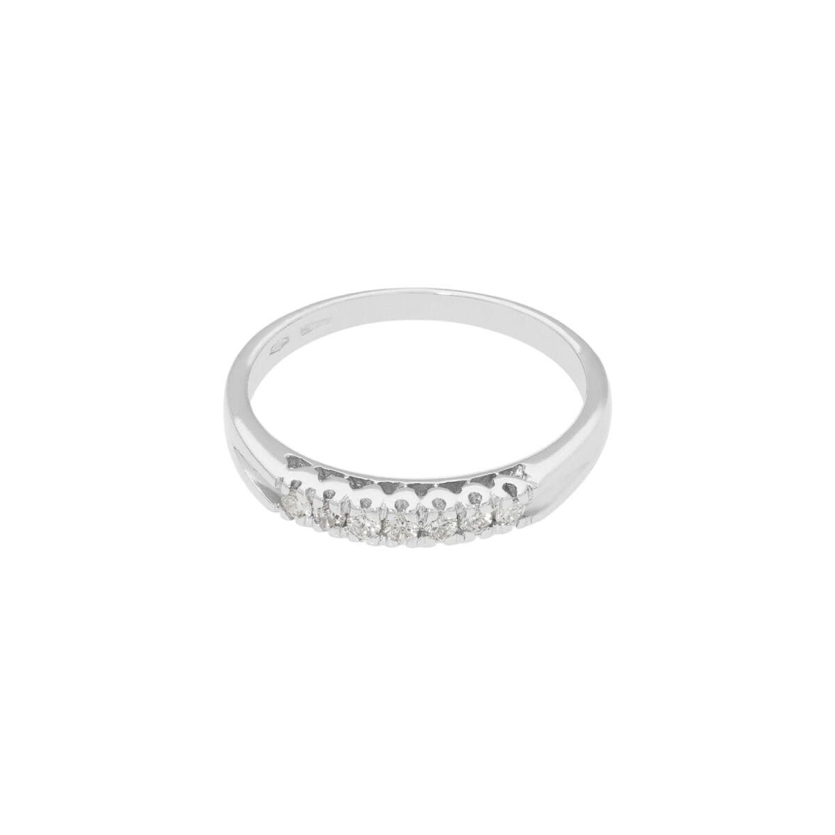 Anello veretta in oro bianco con 7 diamanti 0,105 ct-1