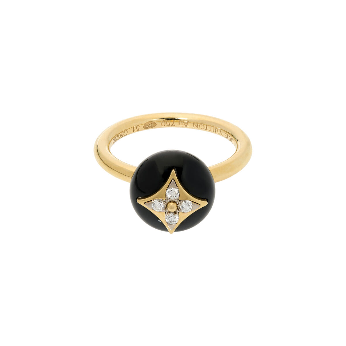 Anello louis vuitton b. blossom in oro giallo, onice e diamanti-1