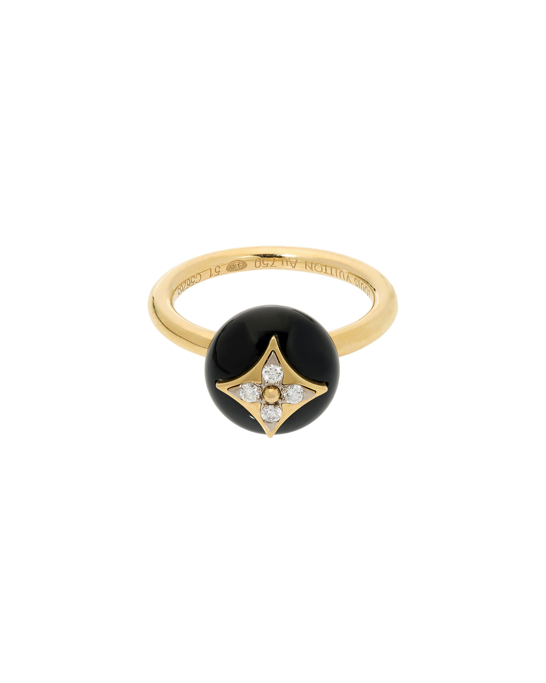 Anello louis vuitton b. blossom in oro giallo, onice e diamanti-1
