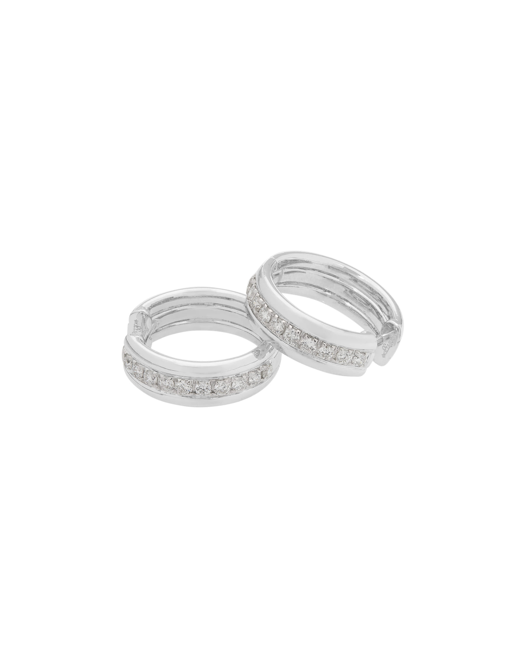 Orecchini cerchietto leo pizzo in oro bianco con diamanti-2
