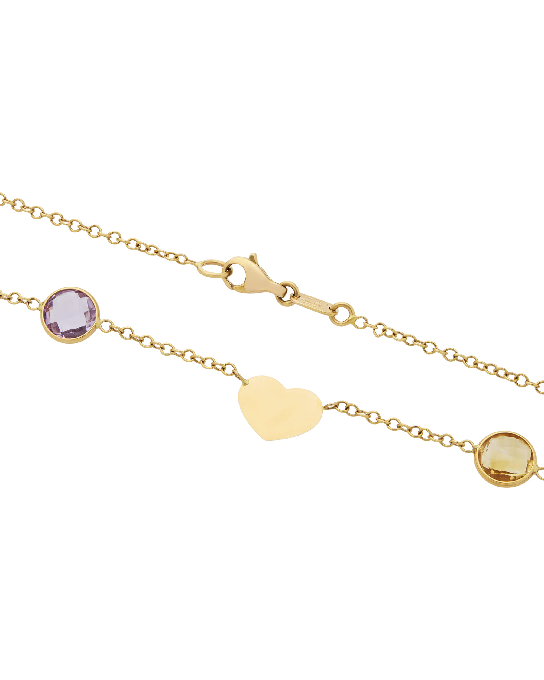 Collana in oro giallo con cuori e pietre colorate-2
