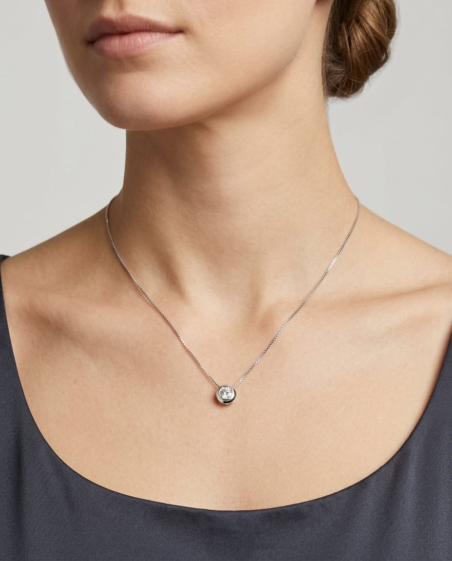 Catenina punto luce cipollino in oro bianco 18 kt con diamante 0,17 ct-3