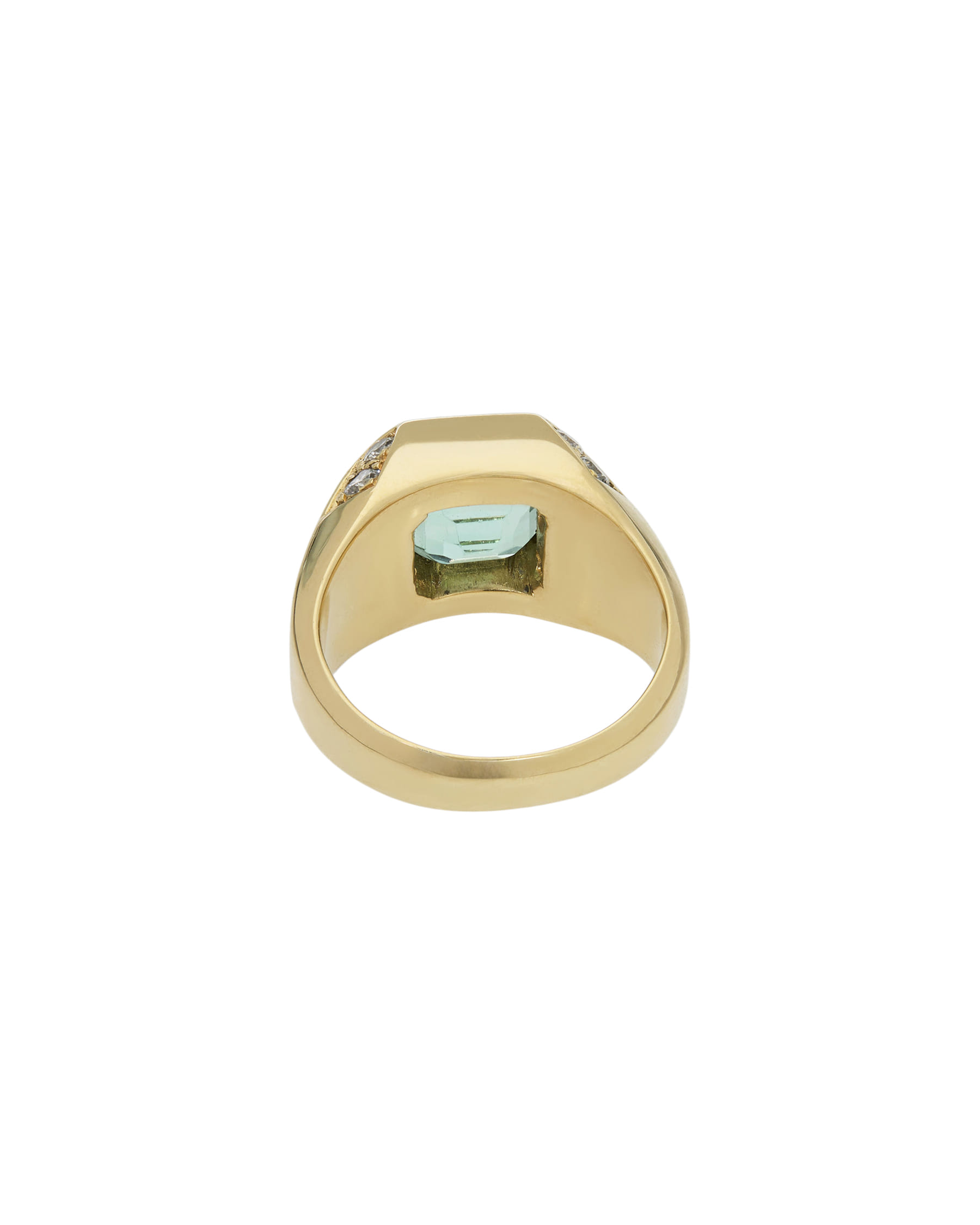 Anello sigillo in oro giallo con smeraldo e diamanti-3