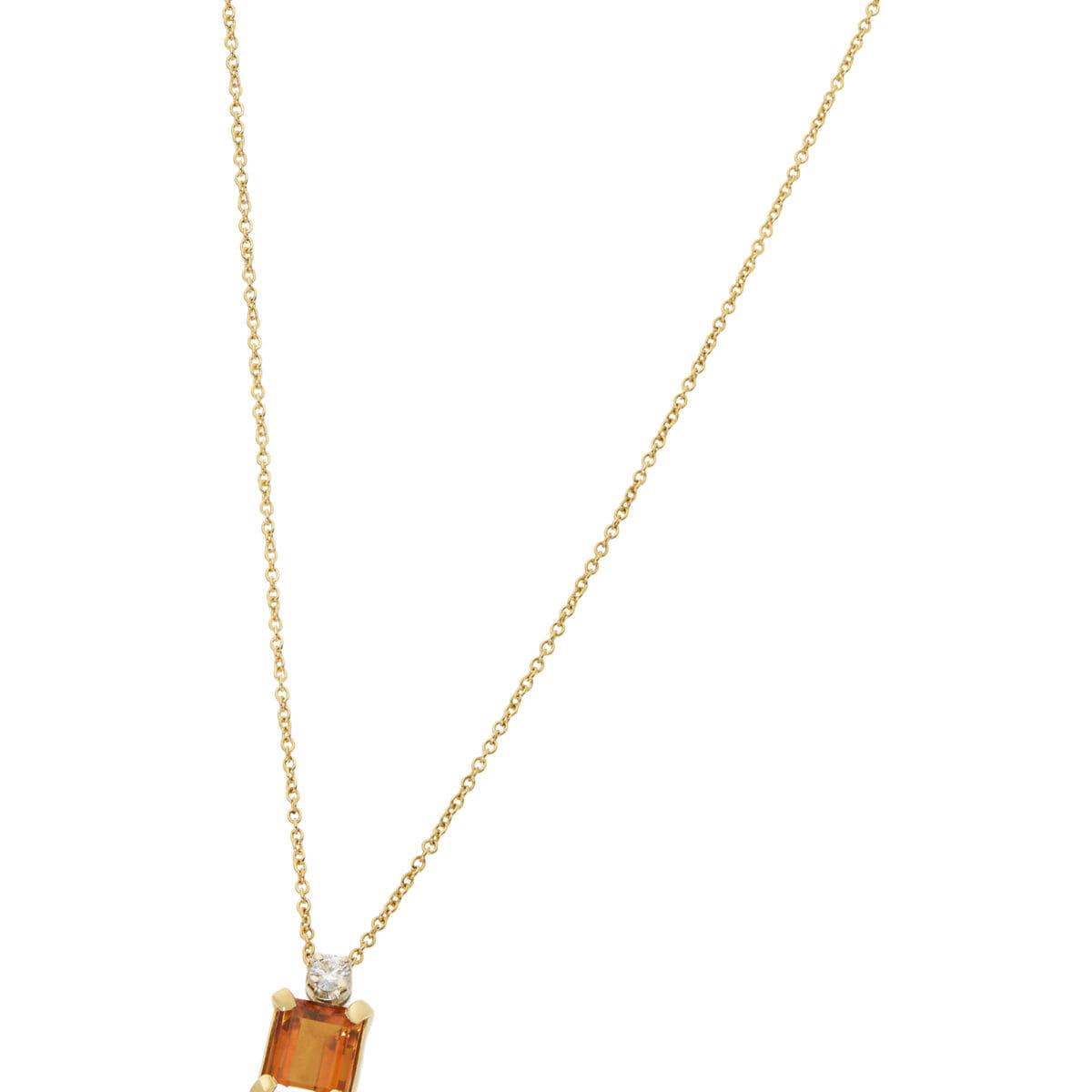 Catenina in oro giallo e ciondolo con quarzo citrino e diamante-1