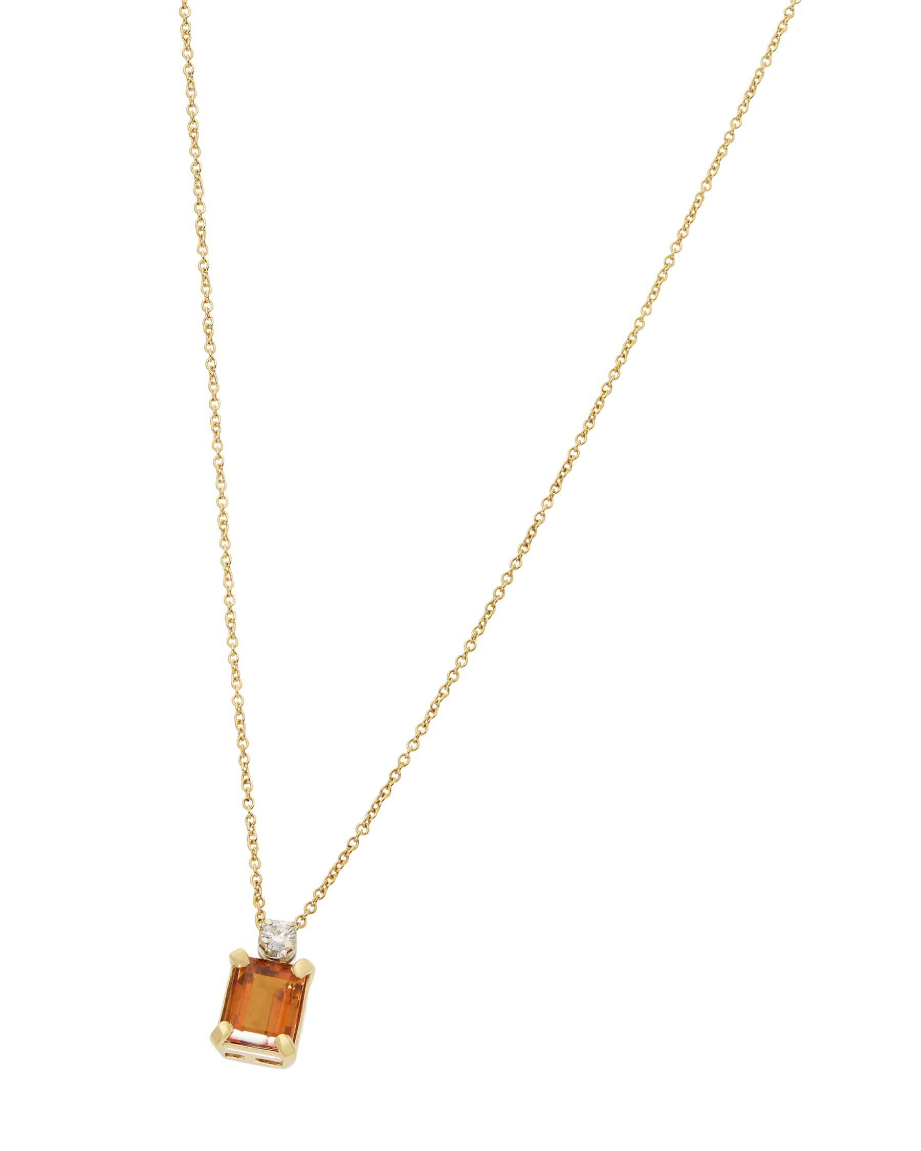 Catenina in oro giallo e ciondolo con quarzo citrino e diamante-1