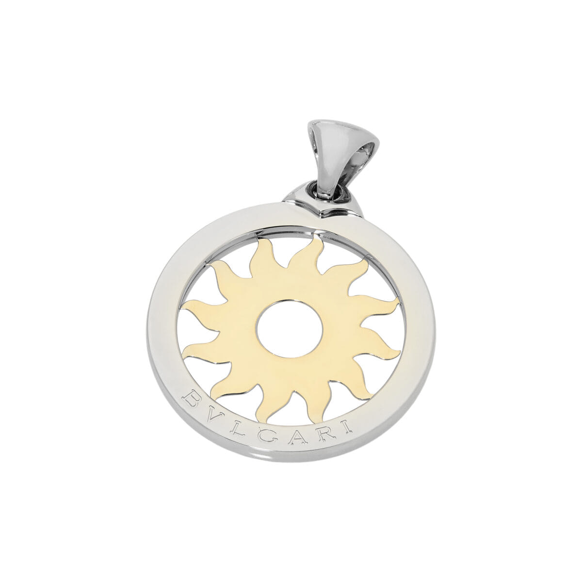 Ciondolo bulgari sole in acciaio e oro giallo-1