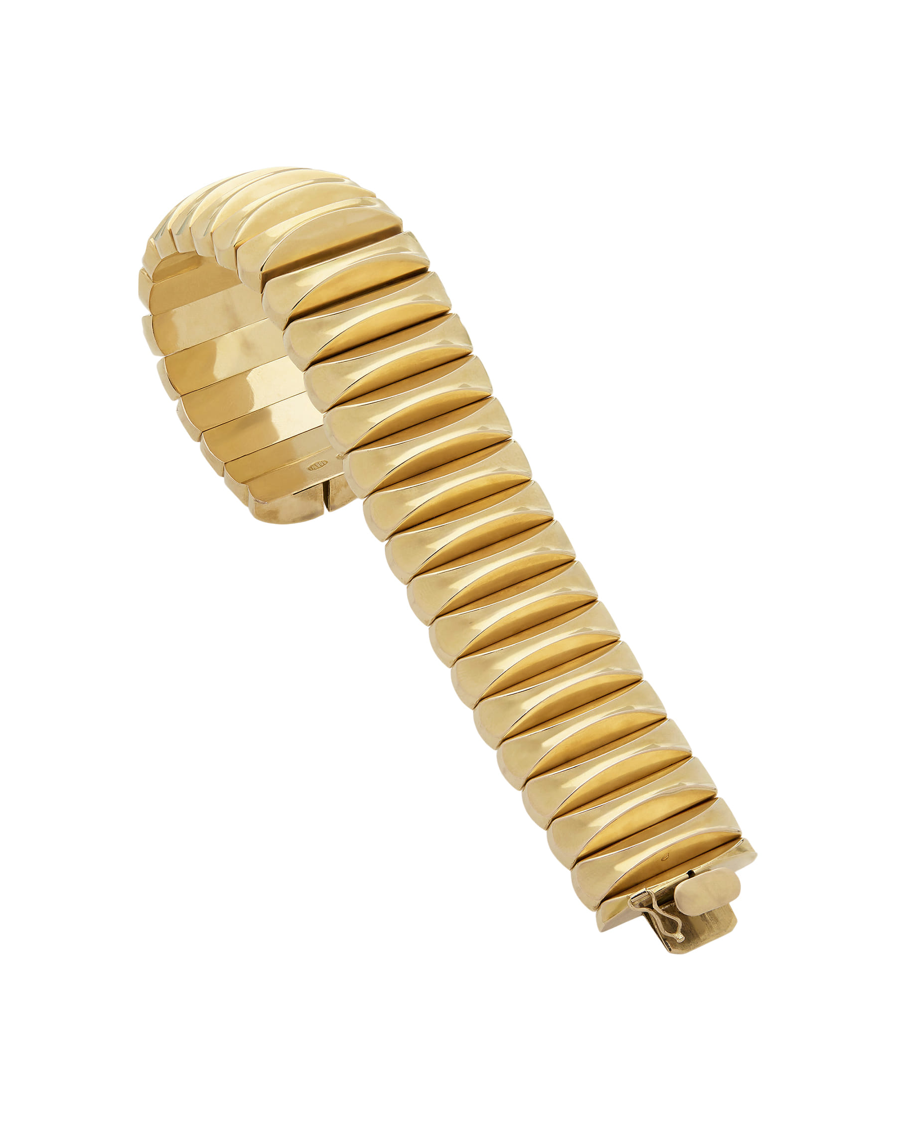 Bracciale oro rosso vintage con moduli lucidi e satinati-2