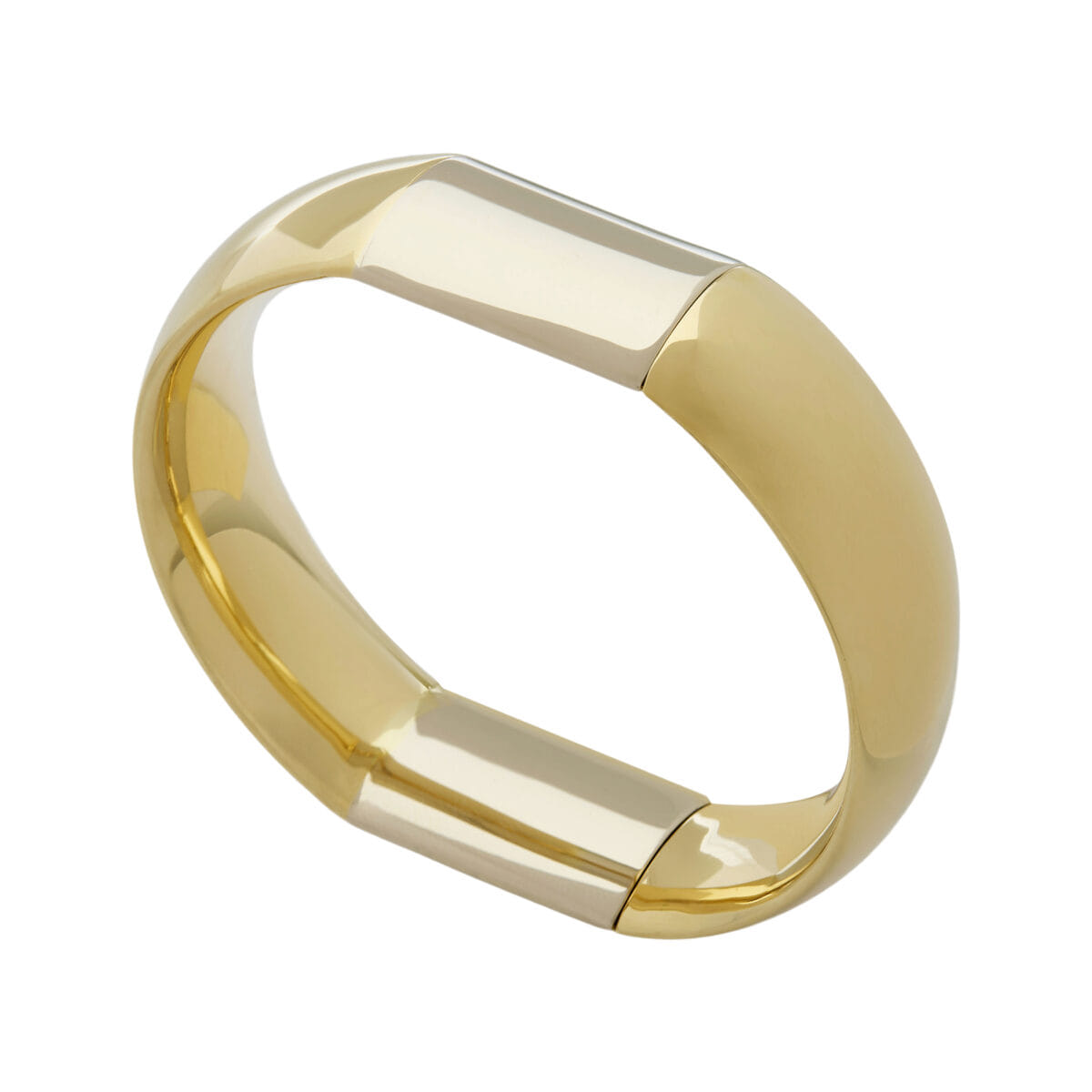 Bracciale rigido vintage pomellato oro giallo e bianco-1