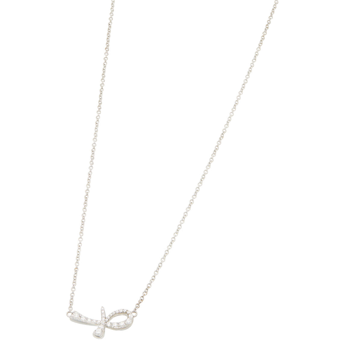 Collana in oro bianco e diamanti con ciondolo ankh-1