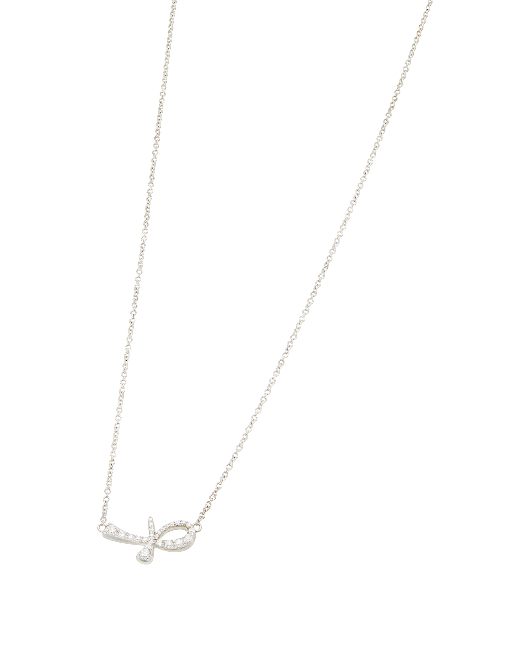 Collana in oro bianco e diamanti con ciondolo ankh-1