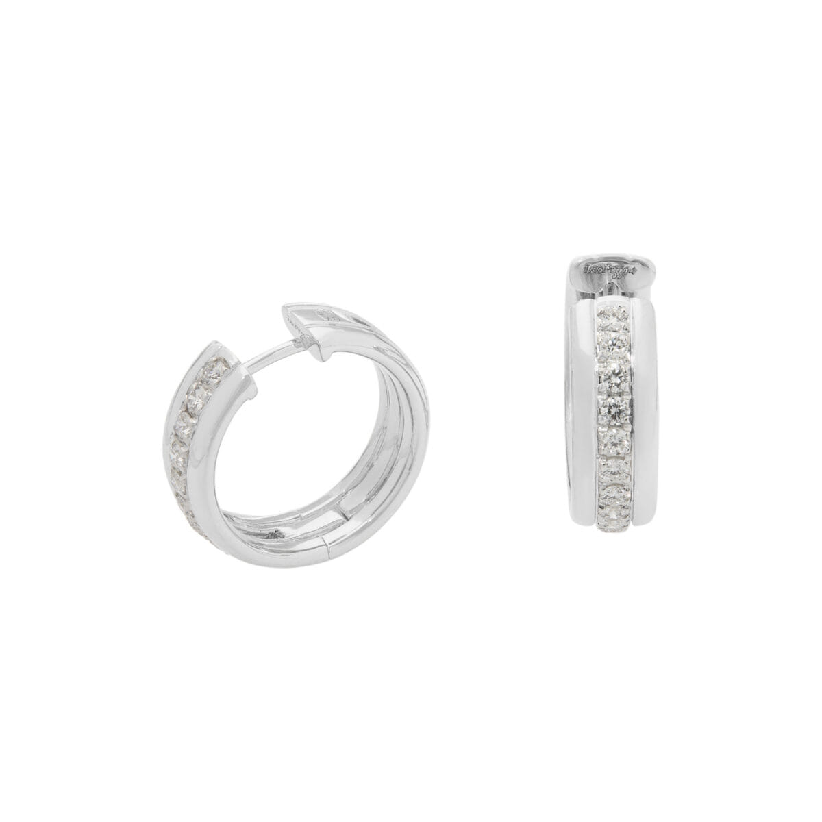Orecchini cerchietto leo pizzo in oro bianco con diamanti-1