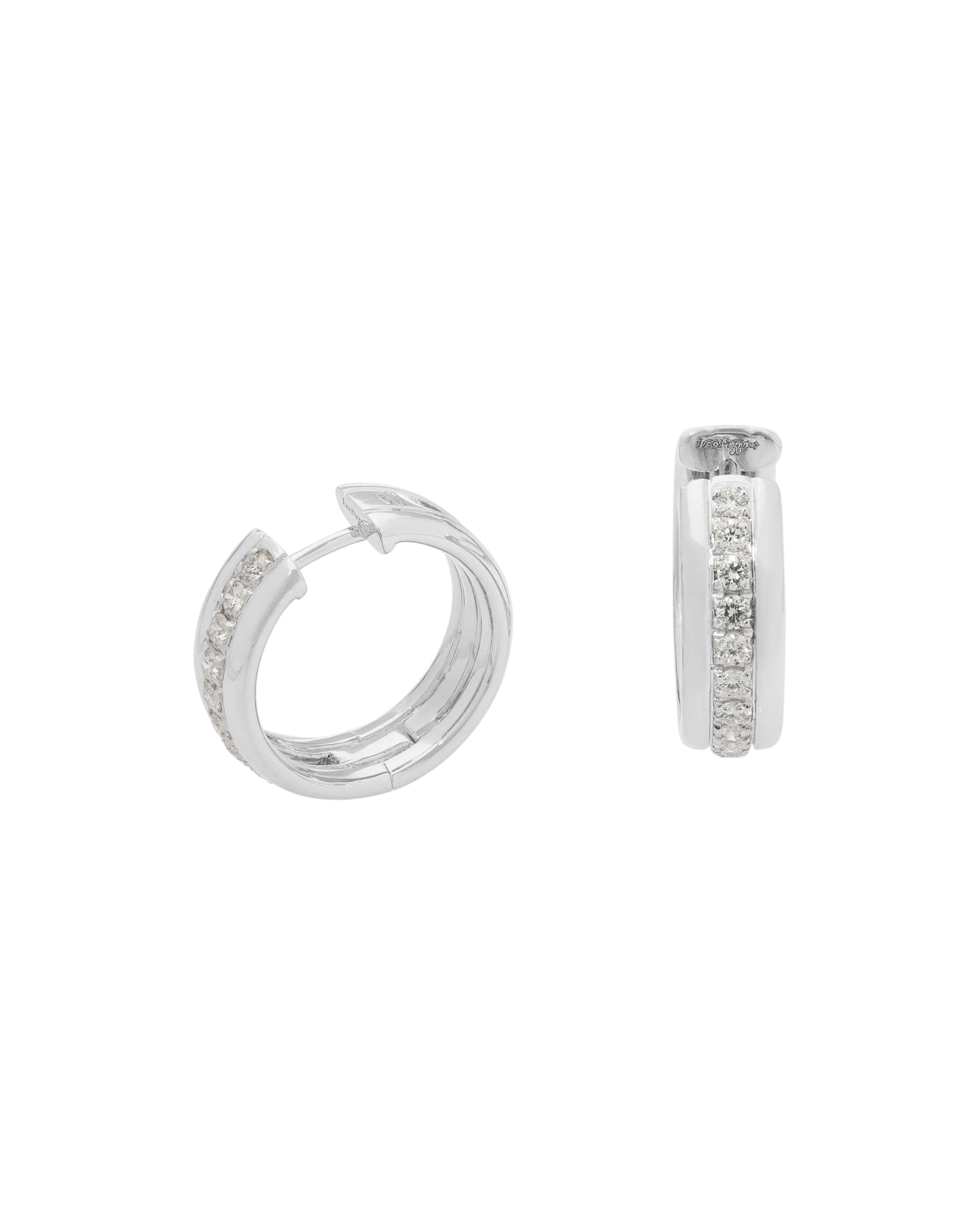 Orecchini cerchietto leo pizzo in oro bianco con diamanti-1