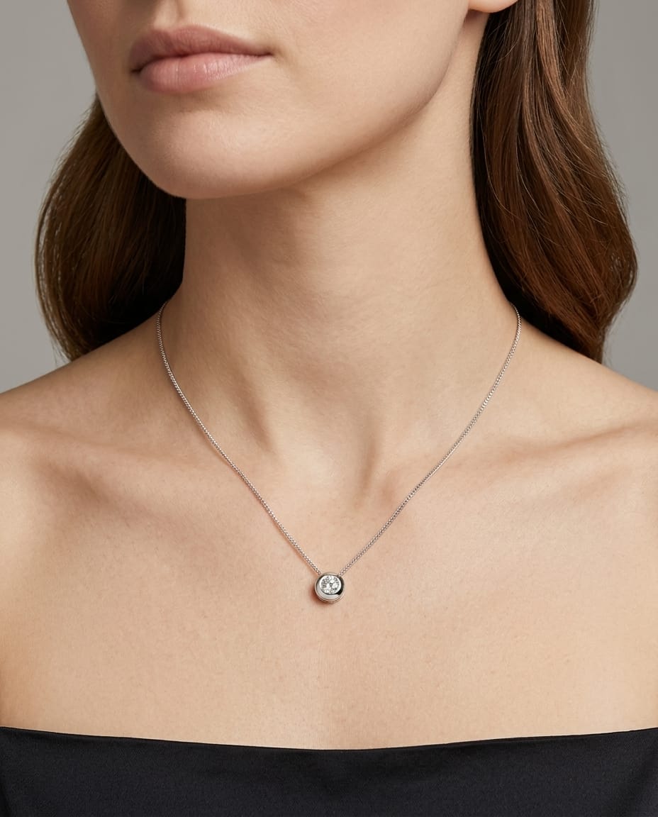 Catenina punto luce cipollino in oro bianco con diamante 0,11 ct-3