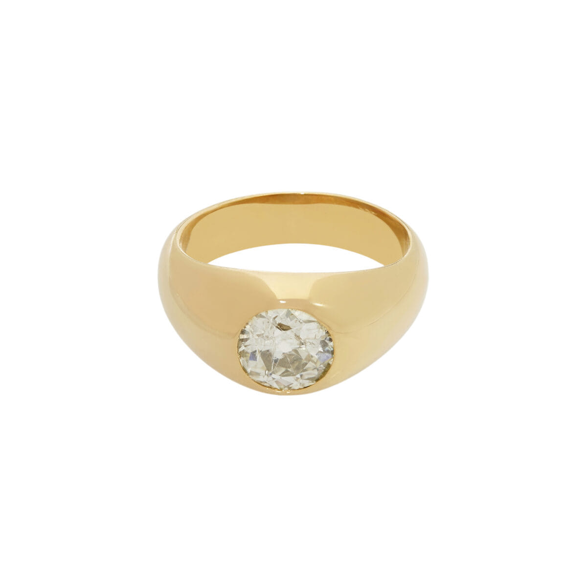 Anello sigillo in oro giallo con diamante taglio vecchio-1