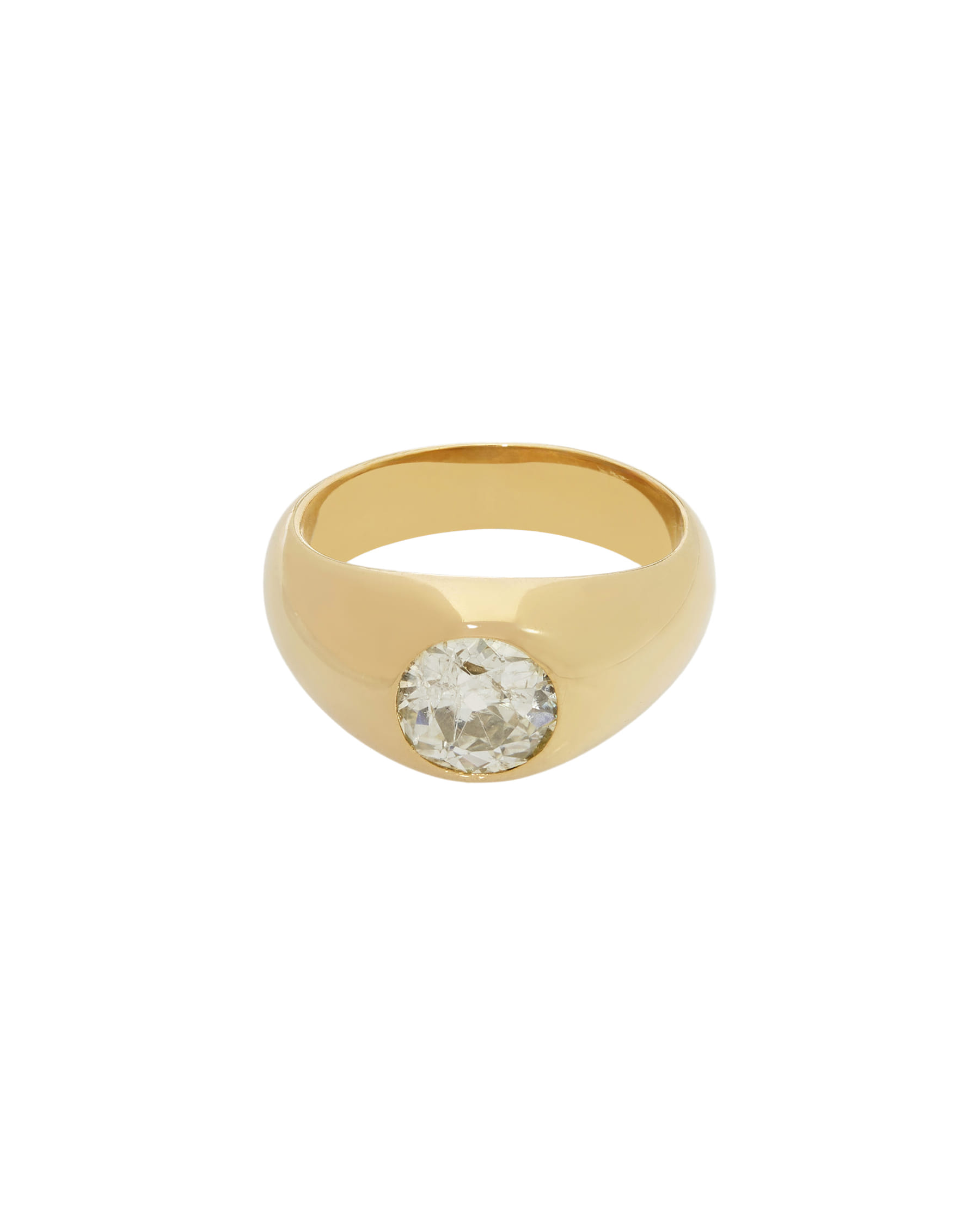 Anello sigillo in oro giallo con diamante taglio vecchio-1