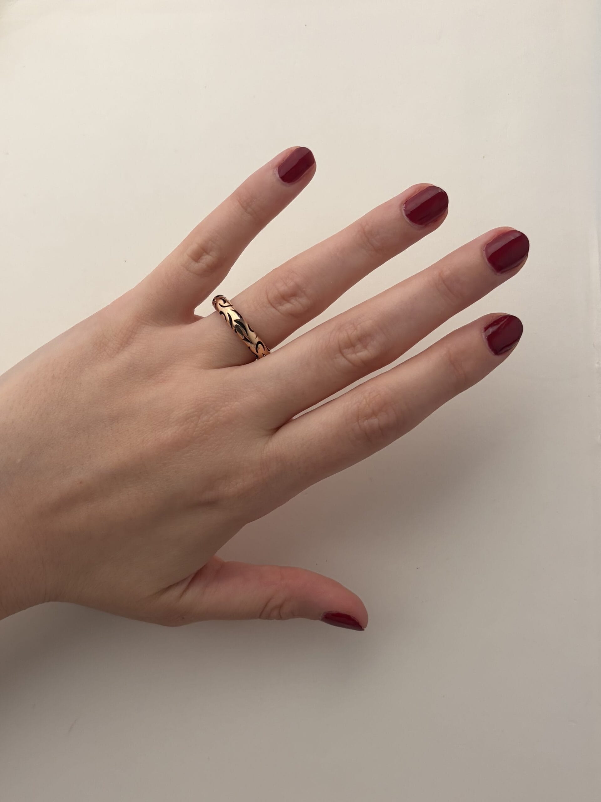 Anello chantecler in oro rosa con intagli-3