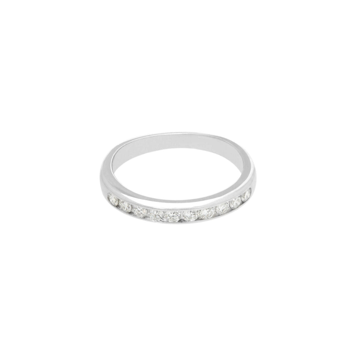 Anello veretta in oro bianco con 10 diamanti-1
